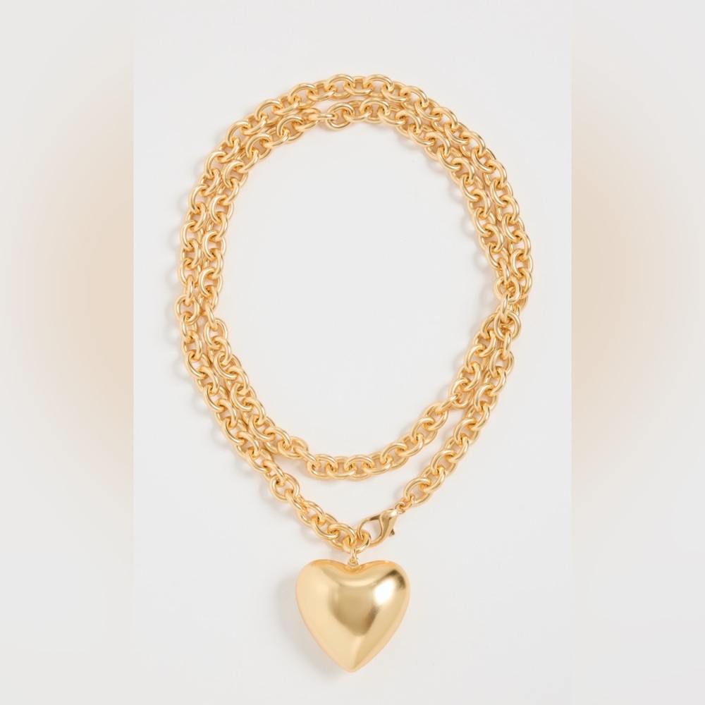 Roxanne Assoulin Gold Puffy Heart Necklace